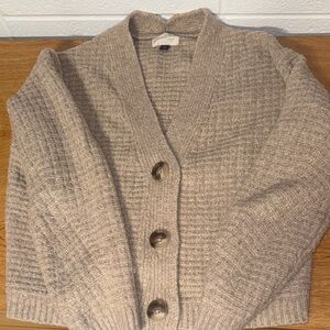 Women's Beige Button-Up Sweater